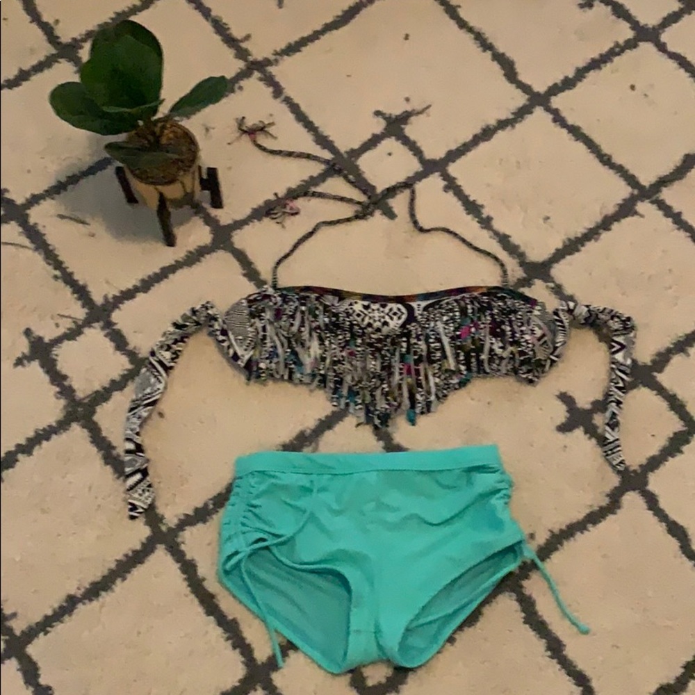 Fringed Swimsuit with side tie bottoms. NWOT!